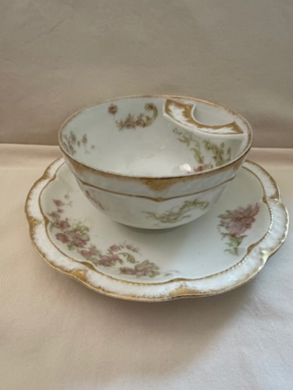 Antique Limoges Porcelain Mustache Teacup - Picture 5 of 11